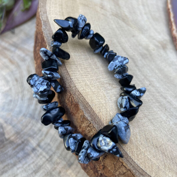 Pulseira de Obsidiana Floco de Neve - Cristal de Proteção