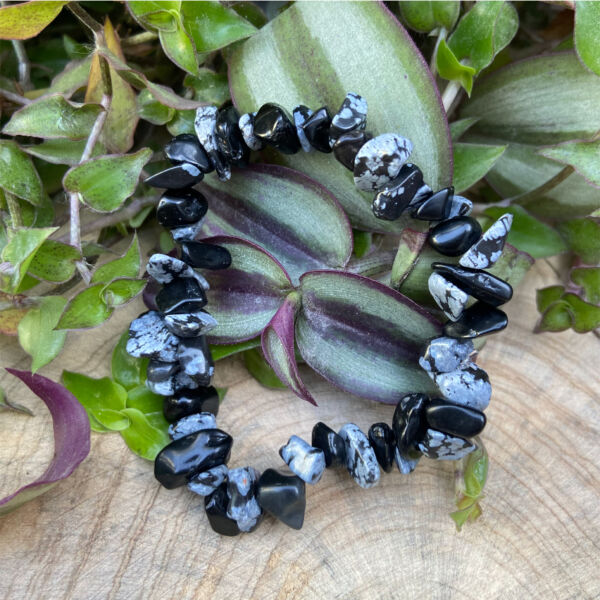 Pulseira de Obsidiana Floco de Neve - Cristal de Proteção