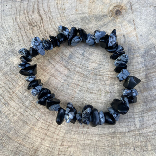 Pulseira de Obsidiana Floco de Neve - Cristal de Proteção