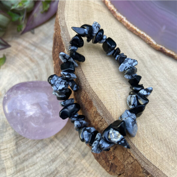 Pulseira de Obsidiana Floco de Neve - Cristal de Proteção